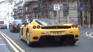 INCREDIBLE YELLOW FERRARI ENZO DRIVING AND START-UP!
