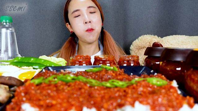 [Mukbang]🍚흰 쌀밥위에~맵지만 비빔젓갈, 맵지만 더!매운 비빔젓갈, 진한우볶음고추장먹방😋(화끈하게 매운맛🔥)Spicy Salted seafood ASMR| 쎄미