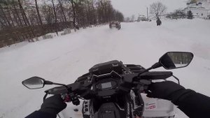 На квадроцикле в большой снегопад по городу, Stels Guepard 650.