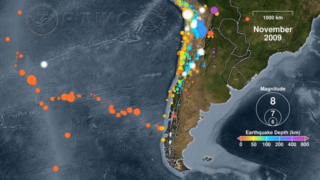 20 Years of Earthquakes in Chile-  2000 - 2019_4K_60fps
