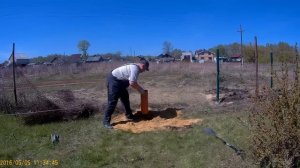 Установка забора. Бурение и бетонирование столбов. 02 часть.