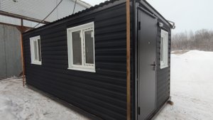 Дачный домик бытовка для жилья блок контейнер вагончик металлический 2.4х6х2.4м чёрный