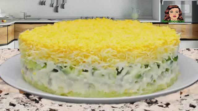 Многослойный салат ОДУВАНЧИК из Самых Простых Продуктов Красивый и Вкусный