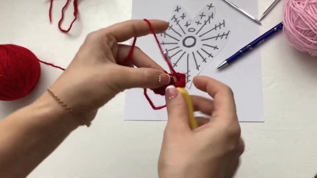 Сердечко крючком. Вязаное сердечко. Валентинка крючком. Вязаная валентинка