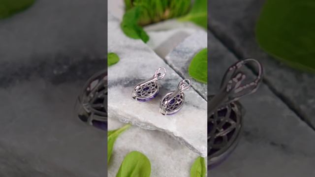 Серьги из серебра с чароитами #krasnoe #серебро925 #jewelry
