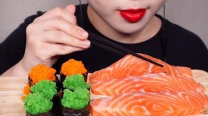 FLYING FISH ROE SUSHI, SALMON, 날치알군함, 연어 리얼사운드 먹방 EATING SOUND MUKBANG