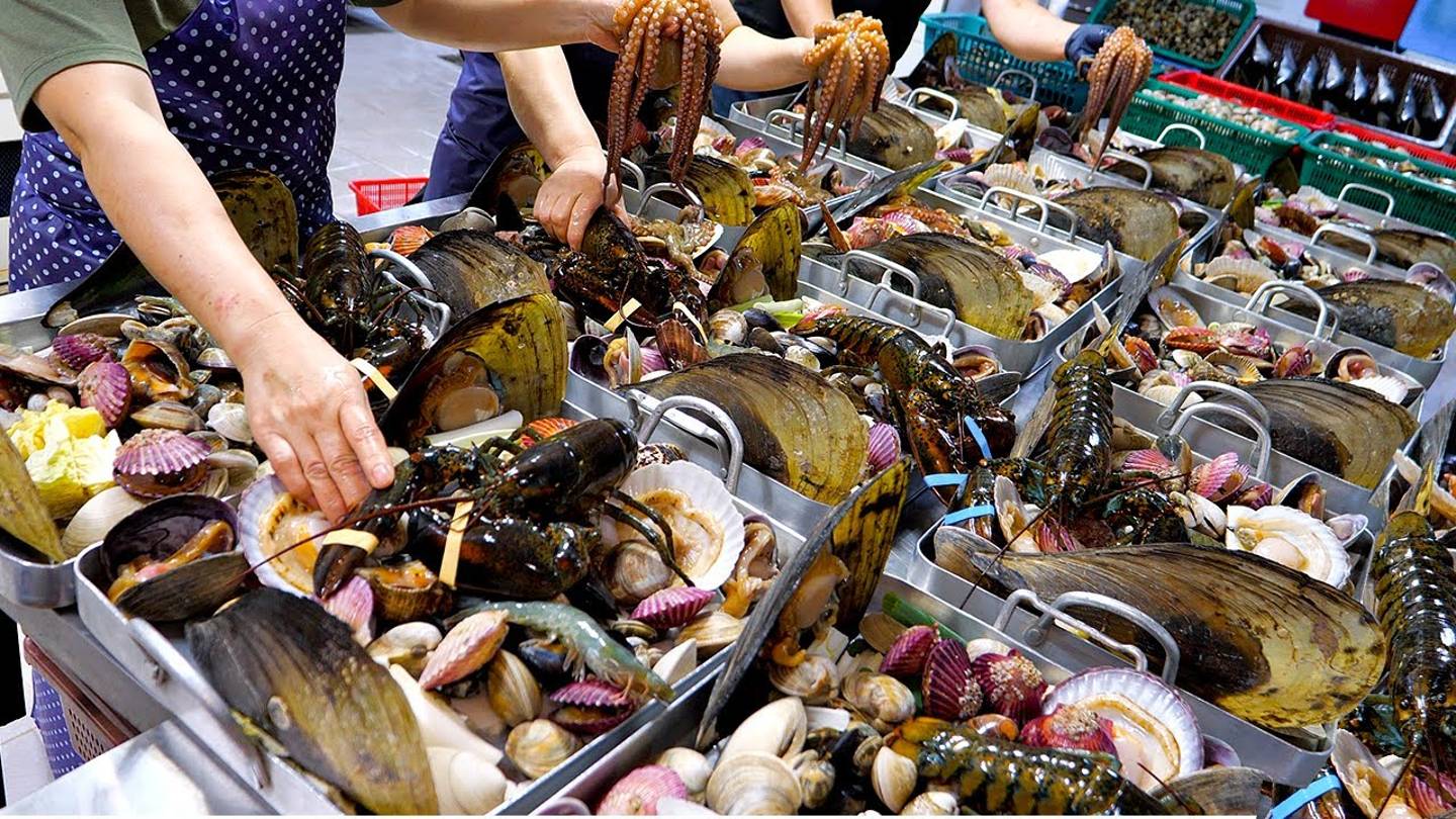 Удивительные блюда из морепродуктов в Корее. Корейская кухня.