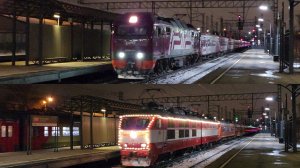 ЧС6-025 с Красной Стрелой и другие ночные поезда Октябрьской ж.д. в Останкино