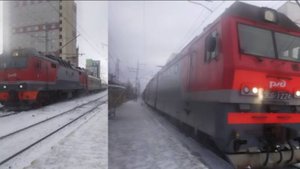 ЭП2К-279 с поездом №002Э Москва-Владивосток и 3ЭС6-1224 с грузовым поездом