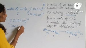 chemical equations# 2moles of zinc reacts with cupric chloride#class10#foundationchemistry#