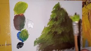 Урок 5. Как написать простым способом ёлку? Гуашь.Художник Голубев Александр.