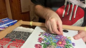 Cross-stitching...