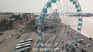 Ferris wheel in the center of Helsinki, drone video. SkyWheel