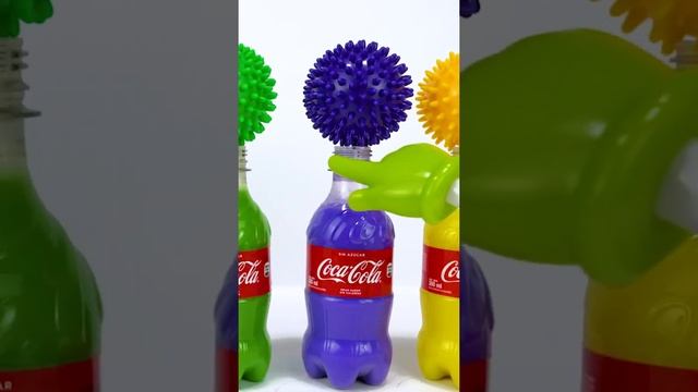 Satisfying Video l How to make 5 Rainbow Coca cola Bottle with Kinetic Sand and Balls l CuttingASMR