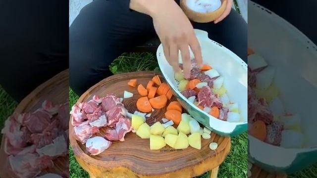 Говяжья пашина с овощами на огне