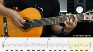 Every Breath You Take - The Police - Fingerstyle Guitar Tutorial + TAB & Lyrics