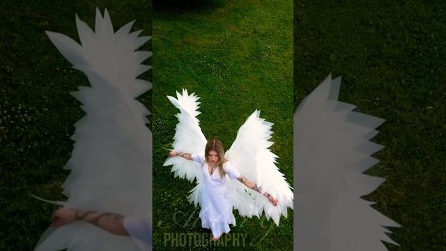 Photoshoot with a beautiful angel in Helsinki, drone video.