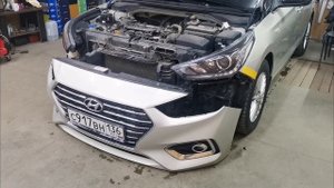 установка линз хендай Солярис 2017 bi led