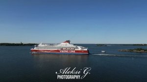 Viking Line XPRS departs from the port of Helsinki, passing between the islands. #dronevideo #