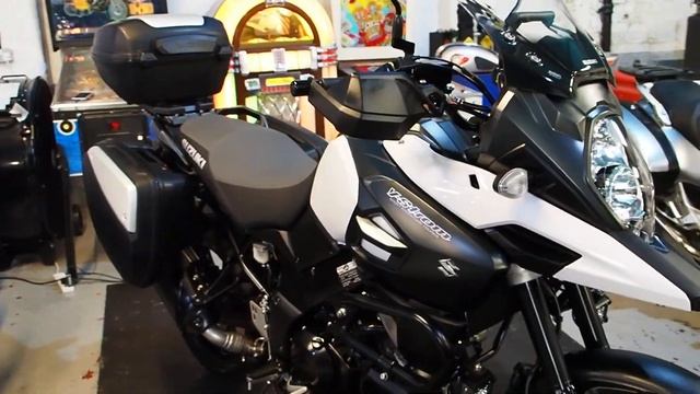 Suzuki V Strom 1000 ,full luggage ,centre stand 388 miles ,engine  bars spots