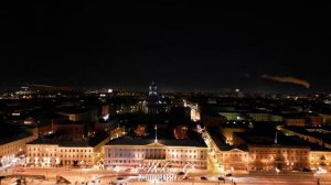 Lux Helsinki 2024 light show in the center of Helsinki from a drone.