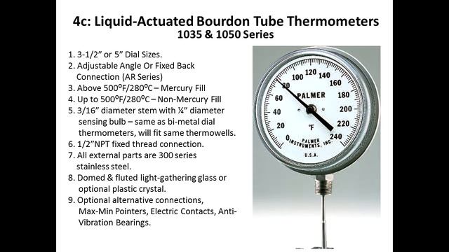 Palmer Mechanical Thermometers Product Line Overview
