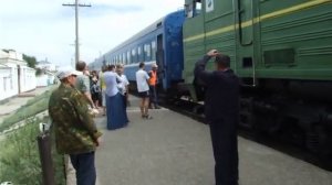 Train 54 (Astana - Urumchi) at Aktogaj station (Kazakhstan)