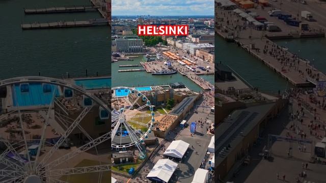 Helsinki city center, ferris wheel and market square, drone video #drone #helsinki