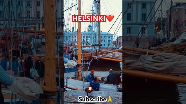 Helsinki, old sailing ships on the Market Square.