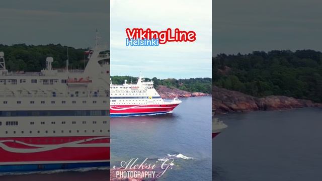 VikingLine ferry sails between islands, drone video, part1 #vikingline #helsinkifinland #cruise