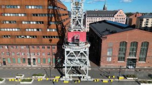 An old crane in Helsinki, Hietalahti shipyard area. Little planet