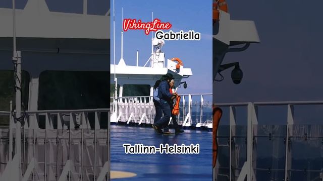 Girl dancing on the upper deck of the VikingLine ferry Gabriella