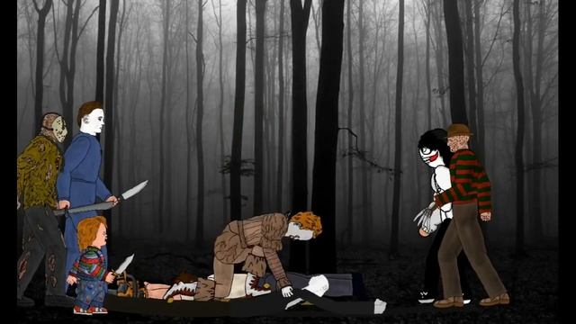 SLENDER MAN vs IT Пеннивайз vs Джейсон Вурхиз, Фредди, Майкл, Кожаное лицо, Чаки, Призрачное лицо,