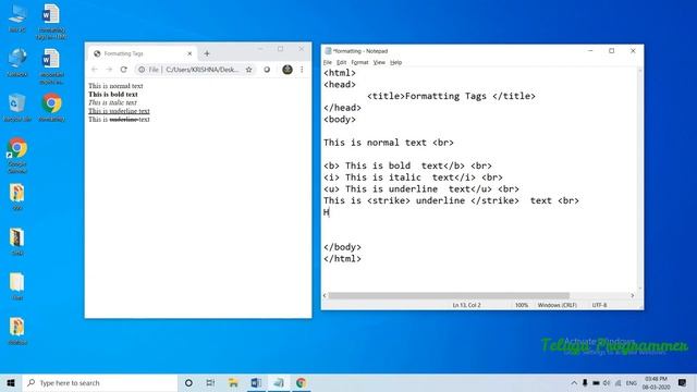 #6 Formatting Tag in HTML Telugu | HTML Formatting Tag  in Telugu| HTML Tutorial in Telugu | HTML|