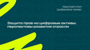 Форум, день 2. Круглый стол «Защита прав на цифровые активы: перспективы развития отрасли»