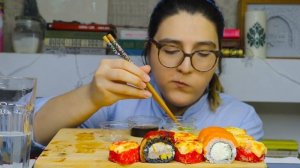 ASMR SUSHI | EATING SOUNDS | NO TALKING #mukbang #asmr #rolls #sushi #eatingshow