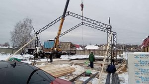 Установка каркаса гаража 10х20. сварга артель