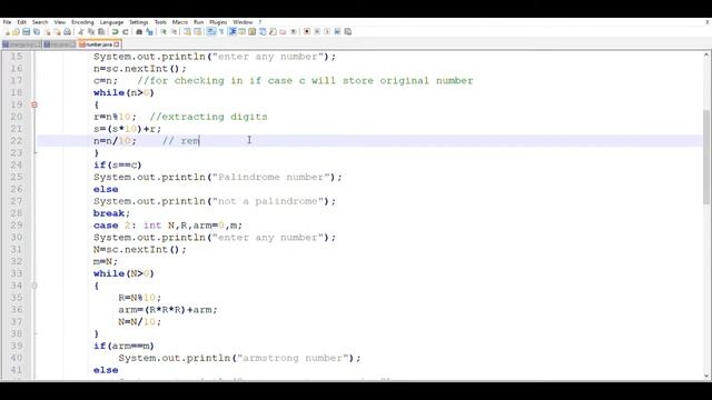 MENU DRIVEN JAVA PROGRAM FOR PALINDROME NEON AND ARMSTRONG NUMBER