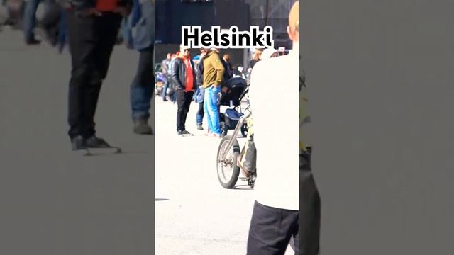 Motorcyclist in the center of Helsinki Biker #helsinkivlog #drone