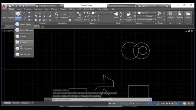 Autocad Tutorials-6 basic commands(line,polyline,circle,arch,rectangle,ellipse)