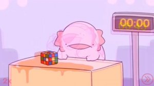 Фыр Фыр Фыр аксолотль собирает кубик рубик на разных скоростях( до 4x)