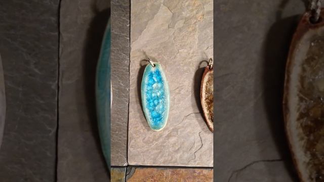 Recycled Glass Jewelry Ellipse Pendants