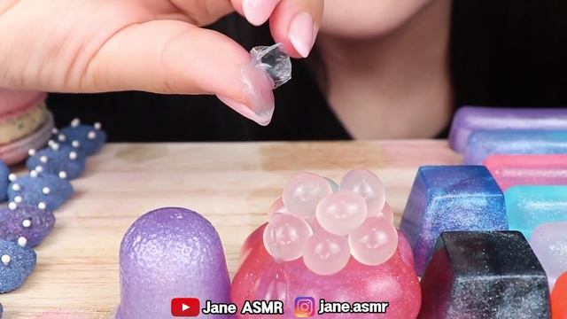 ASMR GALAXY FOODS *UNICORN FRAPPE, FINGER JELLO, BOBA, JELLY 갤럭시 젤리, 유니콘 프라페 먹방 EATING SOUNDS смотреть онлайн
