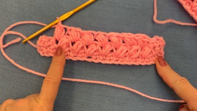 How to crochet Bean Stitch/For  Beginners/Step by step Объёмная вязка крючком  для начинающих