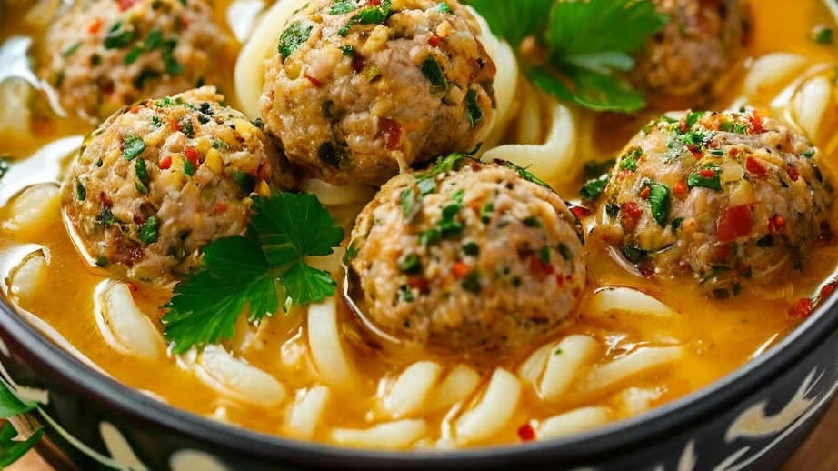 🍲 Суп с фрикадельками и вермишелью.