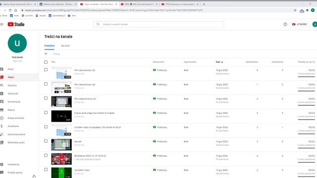 Treści na kanale YouTube Studio Google Chrome 2020 12 19 13 16 12 смотреть онлайн