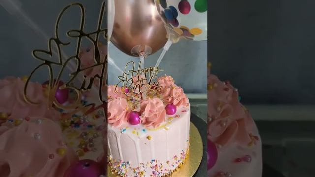b'day cake with sparkle baloons #cake #radhakrishna #mahadev #fortnite#support#cute#design #love#ra