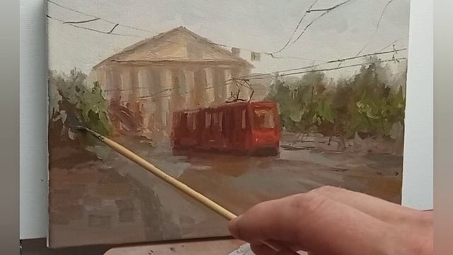 После дождя. Калининград.Этюд.Холст, масло. Художник Голубев Александр.