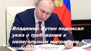 Владимир Путин подписал указ о требовании к нелегальным мигрантам покинуть Россию