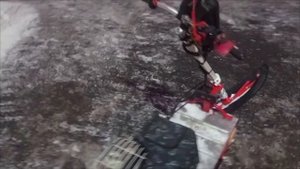 Мотосноуборд - Мотоснегокат изменённая штанга и новый руль.